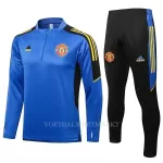 Manchester United Trainings Sweatshirt Pak Kind 2022-23 Kwartrits Blauwe