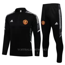 Manchester United Trainings Sweatshirt Pak Kind 2022-23 Kwartrits Zwart-Wit Manchester United Trainings Sweatshirt Pak Kind 2022-23 Kwartrits Zwart-Wit