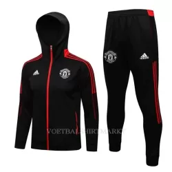 Manchester United Trainingsjacks met Capuchon 2022-23 Zwart-Rode Manchester United Trainingsjacks met Capuchon 2022-23 Zwart-Rode