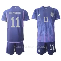 Argentinië Angel Di Maria 11 Tenue Kind Uit WK 2022 Argentinië Angel Di Maria 11 Tenue Kind Uit WK 2022