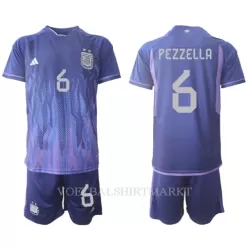 Argentinië German Pezzella 6 Tenue Kind Uit WK 2022 Argentinië German Pezzella 6 Tenue Kind Uit WK 2022