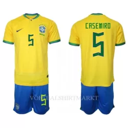 Brazilië Casemiro 5 Tenue Kind Thuis WK 2022 Brazilië Casemiro 5 Tenue Kind Thuis WK 2022