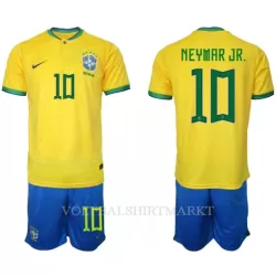 Brazilië Neymar Jr 10 Tenue Kind Thuis WK 2022 Brazilië Neymar Jr 10 Tenue Kind Thuis WK 2022