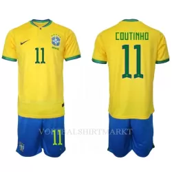 Brazilië Philippe Coutinho 11 Tenue Kind Thuis WK 2022 Brazilië Philippe Coutinho 11 Tenue Kind Thuis WK 2022