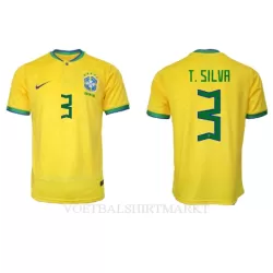 Brazilië Thiago Silva 3 Shirt Heren Thuis WK 2022 Brazilië Thiago Silva 3 Shirt Heren Thuis WK 2022