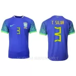 Brazilië Thiago Silva 3 Shirt Heren Uit WK 2022
