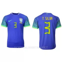Brazilië Thiago Silva 3 Shirt Heren Uit WK 2022 Brazilië Thiago Silva 3 Shirt Heren Uit WK 2022