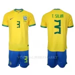 Brazilië Thiago Silva 3 Tenue Kind Thuis WK 2022