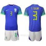 Brazilië Thiago Silva 3 Tenue Kind Uit WK 2022