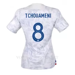 Frankrijk Aurelien Tchouaméni 8 Shirt Dames Uit WK 2022 Frankrijk Aurelien Tchouaméni 8 Shirt Dames Uit WK 2022