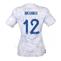 Frankrijk Christopher Nkunku 12 Shirt Dames Uit WK 2022 Frankrijk Christopher Nkunku 12 Shirt Dames Uit WK 2022