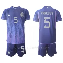 Argentinië Leandro Paredes 5 Tenue Kind Uit WK 2022 Argentinië Leandro Paredes 5 Tenue Kind Uit WK 2022
