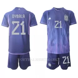 Argentinië Paulo Dybala 21 Tenue Kind Uit WK 2022 Argentinië Paulo Dybala 21 Tenue Kind Uit WK 2022