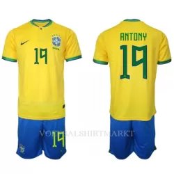 Brazilië Antony 19 Tenue Kind Thuis WK 2022 Brazilië Antony 19 Tenue Kind Thuis WK 2022