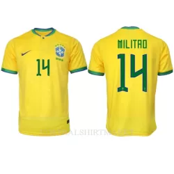 Brazilië Eder Militao 14 Shirt Heren Thuis WK 2022 Brazilië Eder Militao 14 Shirt Heren Thuis WK 2022