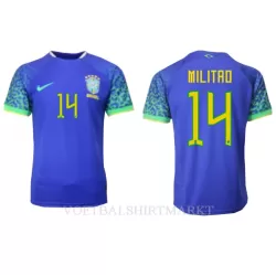 Brazilië Eder Militao 14 Shirt Heren Uit WK 2022 Brazilië Eder Militao 14 Shirt Heren Uit WK 2022