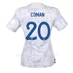 Frankrijk Kingsley Coman 20 Shirt Dames Uit WK 2022 Frankrijk Kingsley Coman 20 Shirt Dames Uit WK 2022