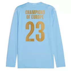 Manchester City Champions of Europe Shirt Heren Thuis 2023/24 Lange Mouw
