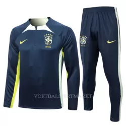 Brazilië Trainings Sweatshirt Pak 2023/24 Kwartrits Blauwe Brazilië Trainings Sweatshirt Pak 2023/24 Kwartrits Blauwe