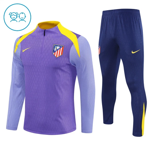 Atlético Madrid Trainingssweaterset Kind 2025/26 Kwartrits Purper Atlético Madrid Trainingssweaterset Kind 2025/26 Kwartrits Purper