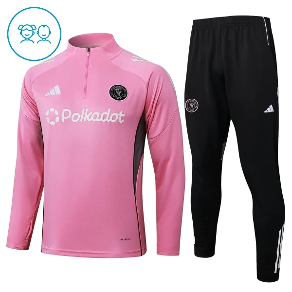 Inter Miami CF Trainingssweaterset Kind 2025/26 Kwartrits Roze Inter Miami CF Trainingssweaterset Kind 2025/26 Kwartrits Roze