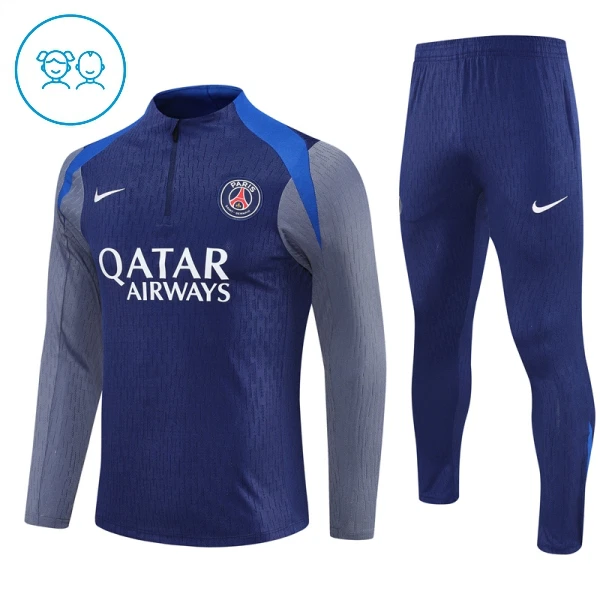 Paris Saint-Germain Trainingssweaterset Kind 2025/26 Kwartrits Grijze Paris Saint-Germain Trainingssweaterset Kind 2025/26 Kwartrits Grijze