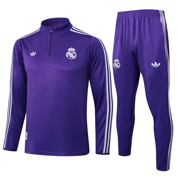 Real Madrid Trainingssweaterset Heren 2025/26 Kwartrits Purper Real Madrid Trainingssweaterset Heren 2025/26 Kwartrits Purper