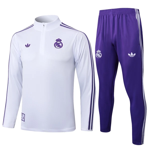 Real Madrid Trainingssweaterset Heren 2025/26 Kwartrits Witte Real Madrid Trainingssweaterset Heren 2025/26 Kwartrits Witte