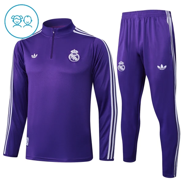 Real Madrid Trainingssweaterset Kind 2025/26 Kwartrits Purper Real Madrid Trainingssweaterset Kind 2025/26 Kwartrits Purper
