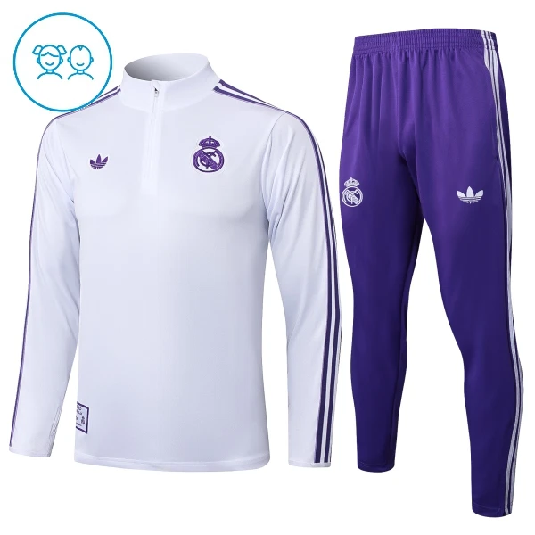 Real Madrid Trainingssweaterset Kind 2025/26 Kwartrits Witte Real Madrid Trainingssweaterset Kind 2025/26 Kwartrits Witte
