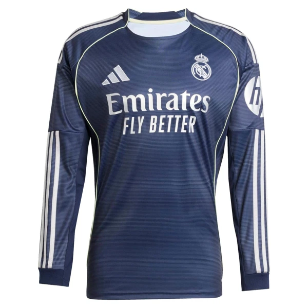 Real Madrid Shirt Heren Uit 2025/26 Lange Mouw Real Madrid Shirt Heren Uit 2025/26 Lange Mouw