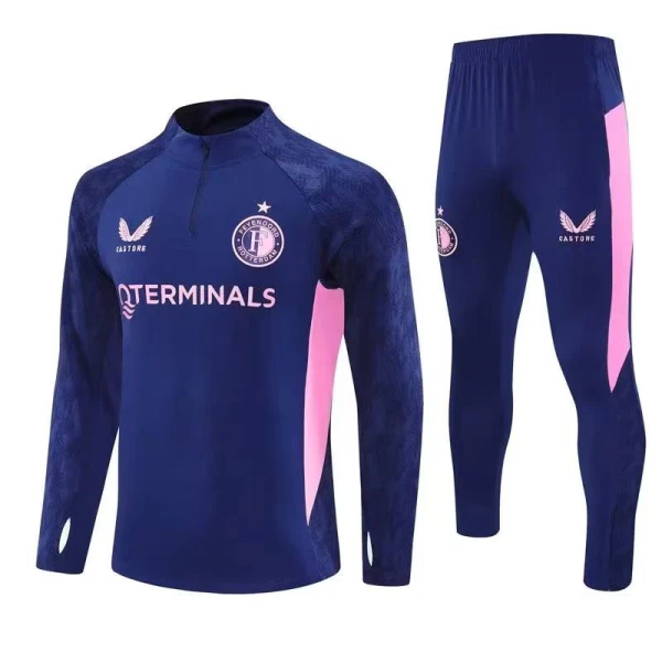 Feyenoord Rotterdam Trainingssweaterset Heren 2025/26 Kwartrits Blauwe Feyenoord Rotterdam Trainingssweaterset Heren 2025/26 Kwartrits Blauwe