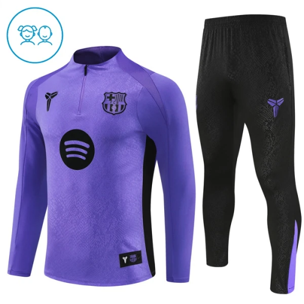 FC Barcelona Trainingssweaterset Kind 2025/26 Kwartrits Purper