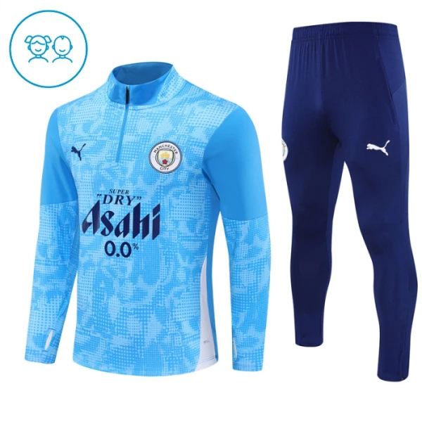 Manchester City Trainingssweaterset Kind 2025/26 Kwartrits Blauwe