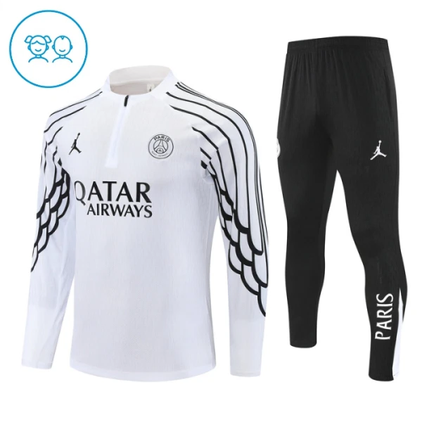 Paris Saint-Germain Trainingssweaterset Kind 2025/26 Kwartrits Witte