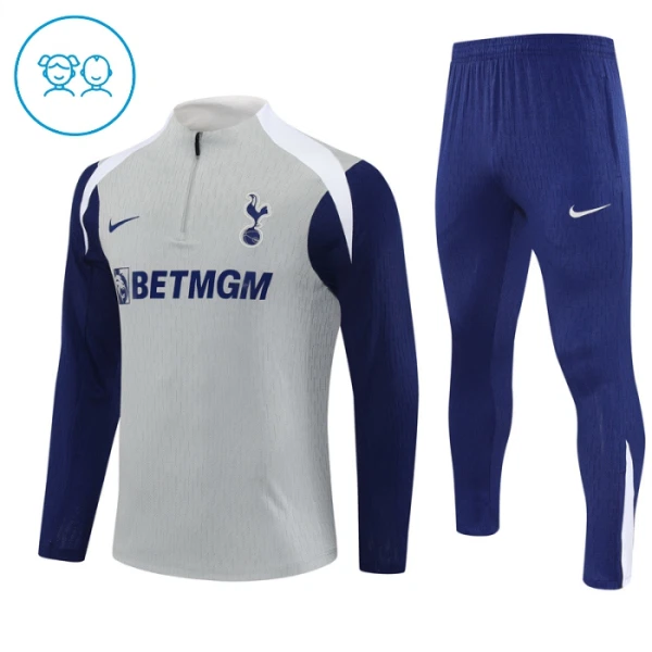 Tottenham Hotspur Trainingssweaterset Kind 2025/26 Kwartrits Grijze