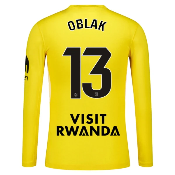 Atlético Madrid Oblak 13 Keeper Shirt Heren 2025/26 Lange Mouw Gele