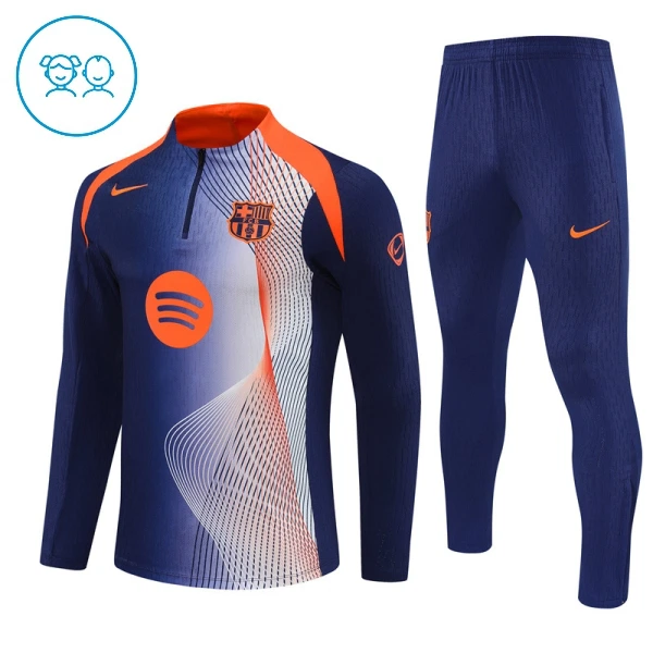 FC Barcelona Trainingssweaterset Kind 2025/26 Kwartrits Blauwe