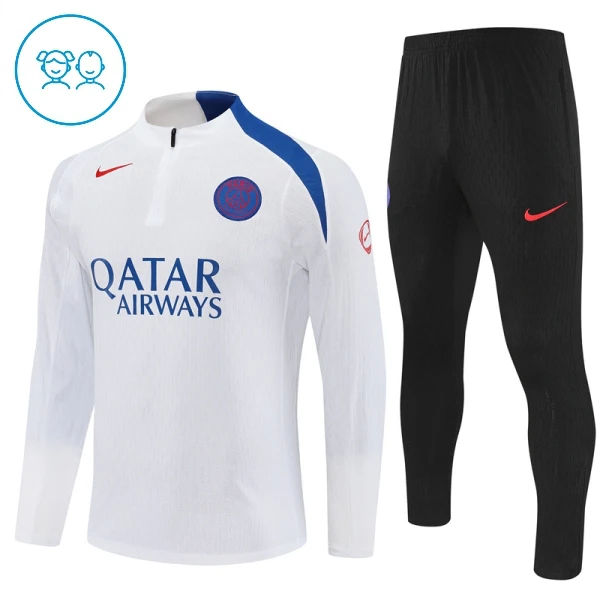 Paris Saint-Germain Trainingssweaterset Kind 2025/26 Kwartrits Witte