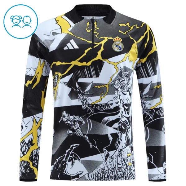 Real Madrid Marvel Trainingssweaterset Kind 2026/27 Kwartrits Zwarte