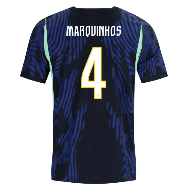 Brazilië Marquinhos 4 Shirt Heren Uit WK 2026 Brazilië Marquinhos 4 Shirt Heren Uit WK 2026