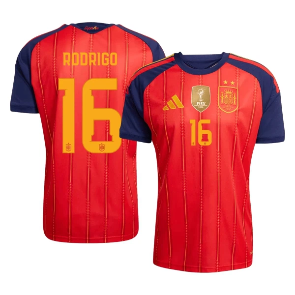 Spanje 2 Stars Rodrigo 16 Shirt Heren Thuis WK 2026 Spanje 2 Stars Rodrigo 16 Shirt Heren Thuis WK 2026