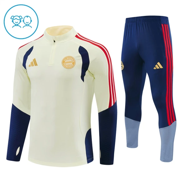 FC Bayern München Trainingssweaterset Kind 2026/27 Kwartrits Witte FC Bayern München Trainingssweaterset Kind 2026/27 Kwartrits Witte