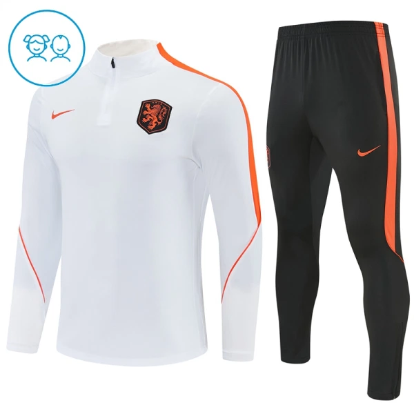 Nederland Trainingssweaterset Kind 2026/27 Kwartrits Witte Nederland Trainingssweaterset Kind 2026/27 Kwartrits Witte