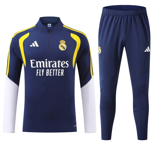 Real Madrid Trainingssweaterset Heren 2026/27 Kwartrits Blauwe Real Madrid Trainingssweaterset Heren 2026/27 Kwartrits Blauwe
