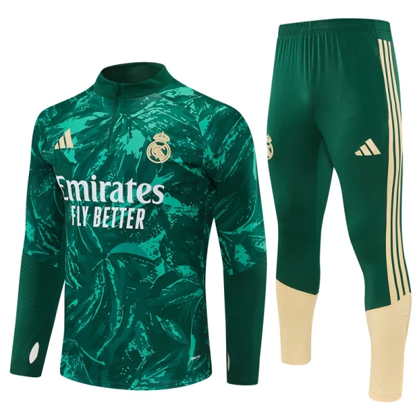 Real Madrid Trainingssweaterset Heren 2026/27 Kwartrits Groene Real Madrid Trainingssweaterset Heren 2026/27 Kwartrits Groene