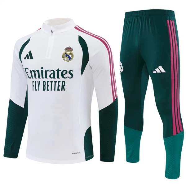 Real Madrid Trainingssweaterset Heren 2026/27 Kwartrits Witte Real Madrid Trainingssweaterset Heren 2026/27 Kwartrits Witte