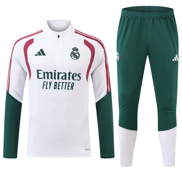 Real Madrid Trainingssweaterset Heren 2026/27 Kwartrits Witte Real Madrid Trainingssweaterset Heren 2026/27 Kwartrits Witte