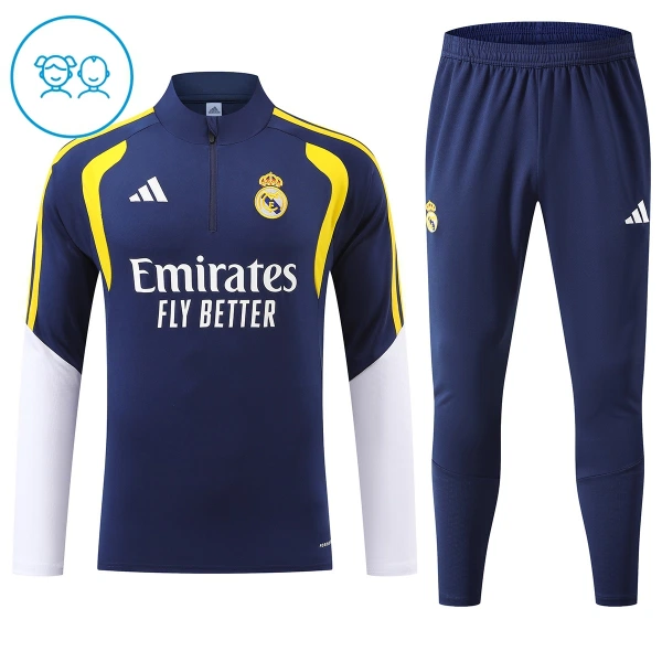 Real Madrid Trainingssweaterset Kind 2026/27 Kwartrits Blauwe Real Madrid Trainingssweaterset Kind 2026/27 Kwartrits Blauwe