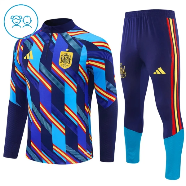 Spanje Trainingssweaterset Kind 2026/27 Kwartrits Blauwe Spanje Trainingssweaterset Kind 2026/27 Kwartrits Blauwe